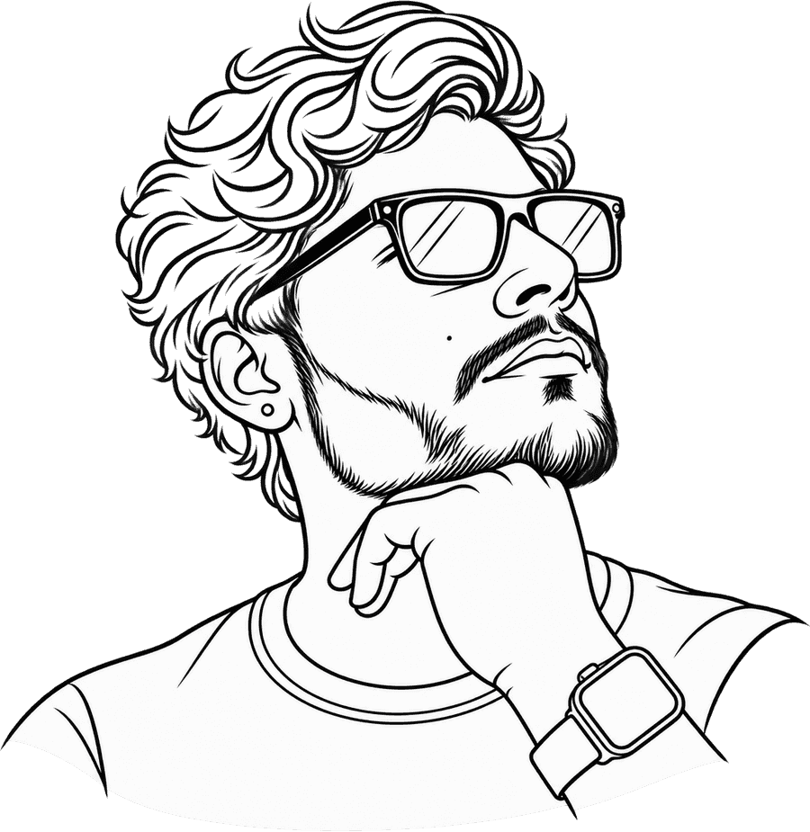 Line-art portrait of Saroj Rijal